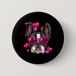 Day French Bulldog Heart Couples Liebe Day Hund Button