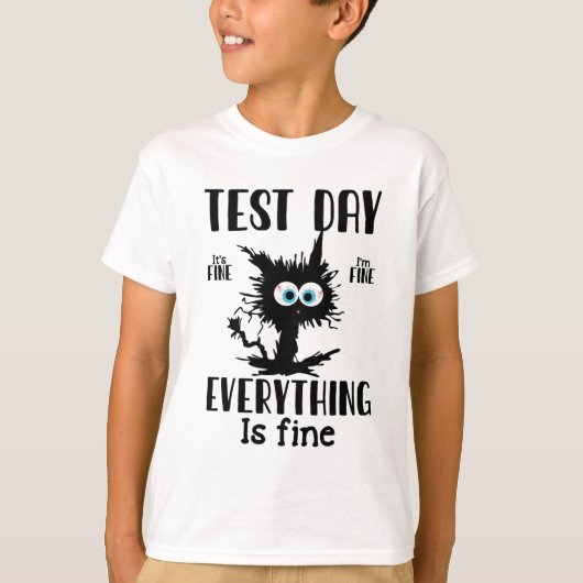 Day Funny Stressed Cat Black Teacher Student Testi T-Shirt (Vorderseite)