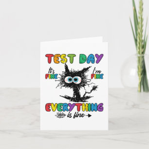 Day Funny Stressed Cat Teacher Student Kids Testie Karte