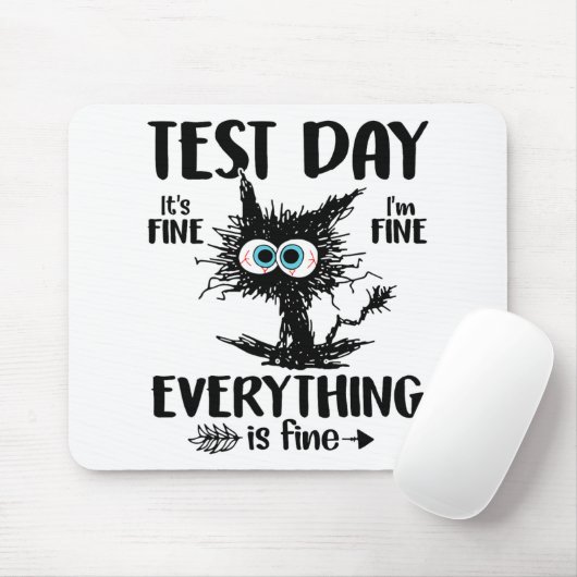 Day Funny Stressed Cat Teacher Student Kids Testie Mousepad (Mit Mouse)