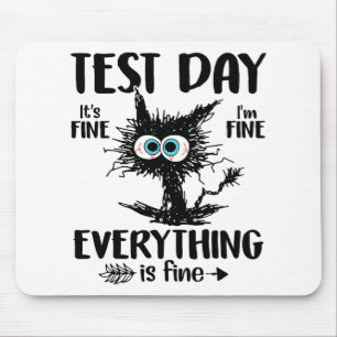 Day Funny Stressed Cat Teacher Student Kids Testie Mousepad