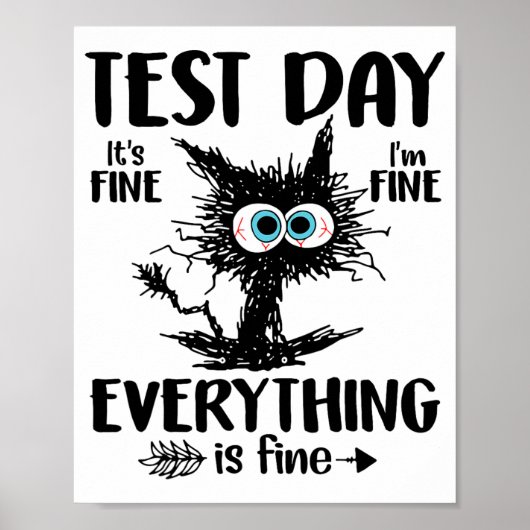 Day Funny Stressed Cat Teacher Student Kids Testie Poster (Vorne)