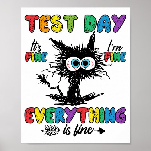 Day Funny Stressed Cat Teacher Student Kids Testie Poster (Vorne)