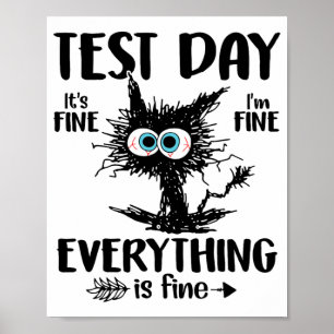 Day Funny Stressed Cat Teacher Student Kids Testie Poster
