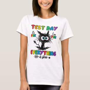Day Funny Stressed Cat Teacher Student Kids Testie T-Shirt