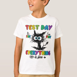 Day Funny Stressed Cat Teacher Student Kids Testie T-Shirt