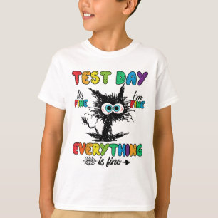 Day Funny Stressed Cat Teacher Student Kids Testie T-Shirt