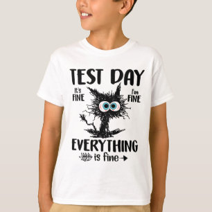 Day Funny Stressed Cat Teacher Student Kids Testie T-Shirt