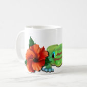 Day Gecko mit Hibiskus Kaffeetasse (Vorderseite Links)
