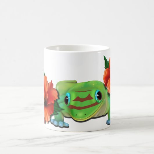 Day Gecko mit Hibiskus Kaffeetasse (Mittel)