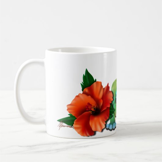 Day Gecko mit Hibiskus Kaffeetasse (Links)