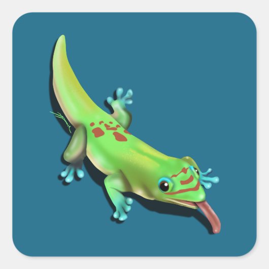 Day Gecko - Territorialansprüche Quadratischer Aufkleber (Vorderseite)