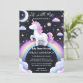 Day Glow Space Royal Pony Unicorn Baby Girl Dusche Einladung (Stehend Vorderseite)