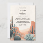 Day Green Boho Leaf Wüste Cacti Sukkulente Hochzei Einladung (Vorderseite)