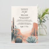Day Green Boho Leaf Wüste Cacti Sukkulente Hochzei Einladung (Stehend Vorderseite)