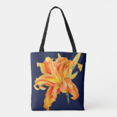 Day Lily Feine Kunst, orange und grüne Blume Tasche (Rückseite)
