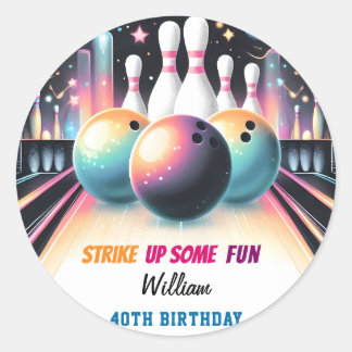 Day Neon Boy Kids Team Event Bowling 21. Geburtsta Runder Aufkleber