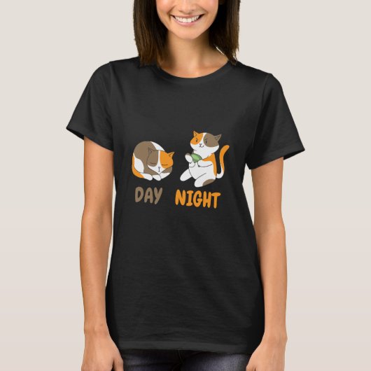 day night cats playing video games T-Shirt (Vorderseite)