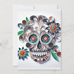 dAY oF dEAD Blume sKULL cOLORFUL QUILLING ART Feiertagskarte