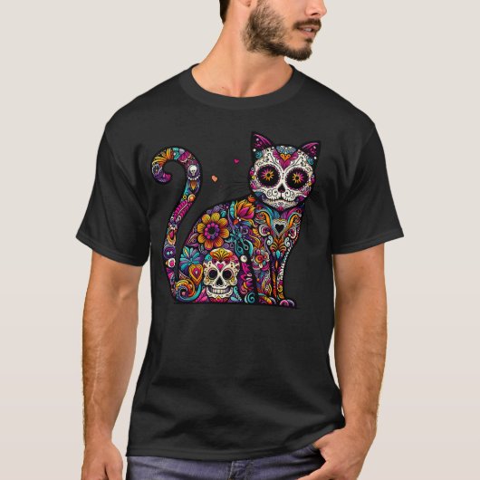 Day of Dead Cinco De Mayo Cat Sugar Skull Dia De L T-Shirt (Vorderseite)