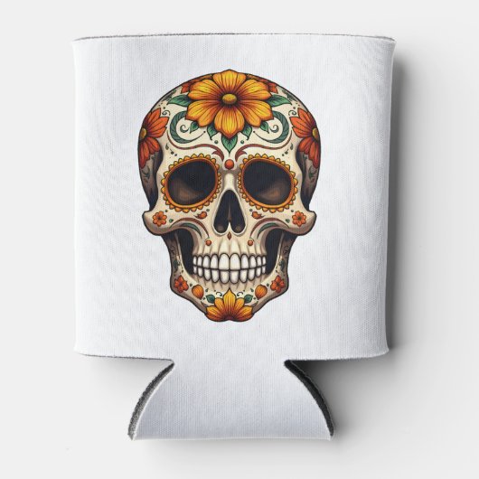 Day Of Dead Sugar Skull Floral Skeleton Head Bone Dosenkühler (Vorderseite)