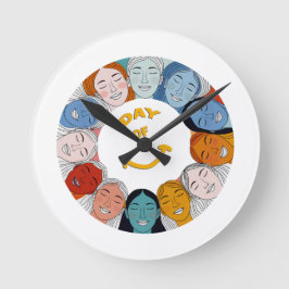 Day of Happiness Runde Wanduhr