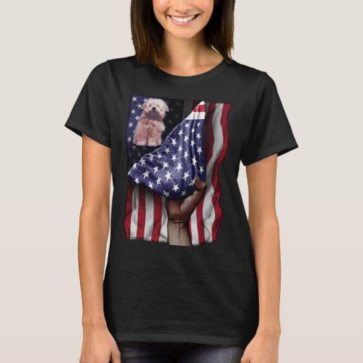 Day Of Independence US Flag Coton De Tulear T-Shirt (Vorderseite)