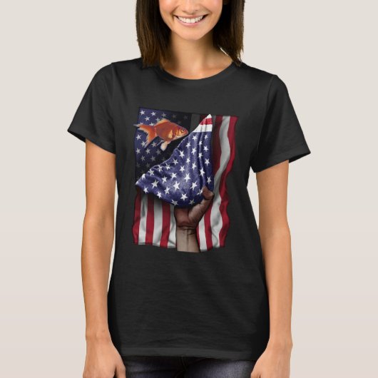 Day Of Independence US Flag Goldfish T-Shirt (Vorderseite)