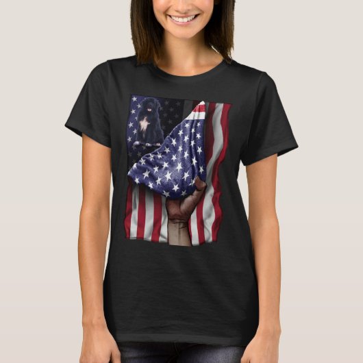 Day Of Independence US Flag Newfoundland Dog T-Shirt (Vorderseite)