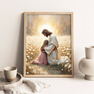 Day of Light, Christian Wall Art, Jesus and Girl A Poster