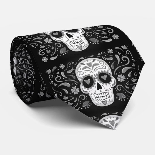 Day of The Dead Black and White Men’s Tie Krawatte (Gerollt)