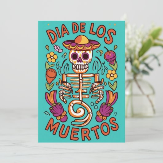 Day of the Dead Dankeskarte (Stehend Vorderseite)