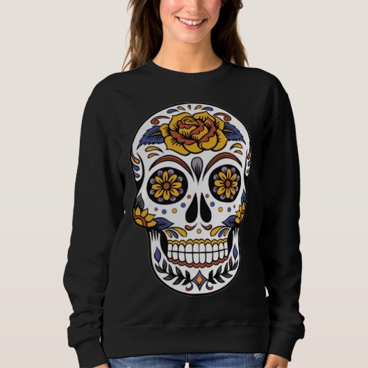 Day of the Dead Dia De Muertos flower sugar Skull Sweatshirt (Vorderseite)