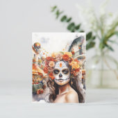 Day of the Dead La Catrina Postkarte (Stehend Vorderseite)