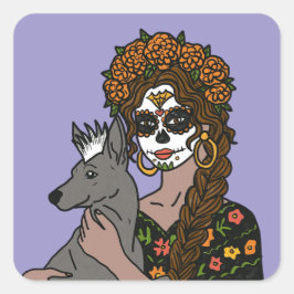 Day of the Dead Marigold and Xolo Dog Stickers