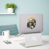 Day of the Dead Skeleton Couple Bikers Aufkleber (Laptop auf Schreibtisch)