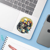 Day of the Dead Skeleton Couple Bikers Aufkleber (Laptop mit iPhone)