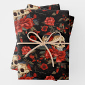 Day of the Dead Skull and red Roses Geschenkpapier Set (Beispiel)