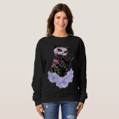 Day Of The Dead Sugar Skull Cat Purple Flowers Sweatshirt (Vorne ganz)
