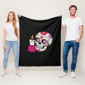 Day of the Dead Sugar Skull Colorful Halloween Pos Fleecedecke