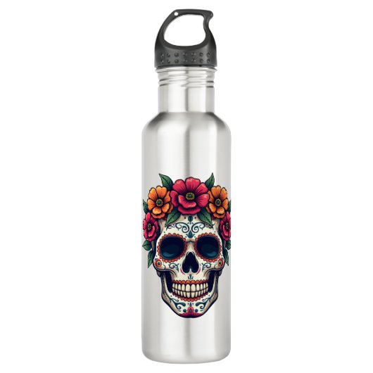 Day of the Dead Sugar Skull � Dia de los Muertos S Edelstahlflasche (Vorderseite)