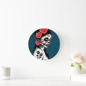 Day of the Dead Sugar Skull Girl - blue Runde Wanduhr (Zuhause)