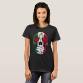 Day Of The Dead Sugar Skull Halloween Mexican Flag T-Shirt (Vorne ganz)