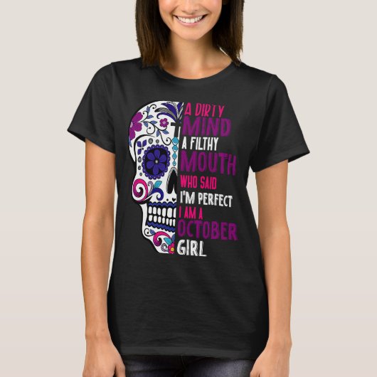Day Of The Dead Sugar Skull October GIrl Womens T-Shirt (Vorderseite)
