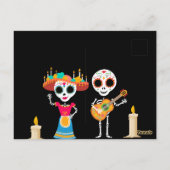 Day of The Dead Sugar Skull Skeletons  Postkarte (Rückseite)