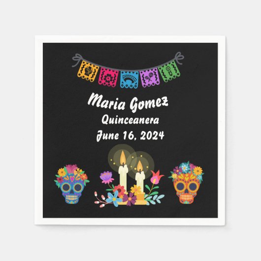 Day of The Dead Sugar Skull Skeletons Serviette (Vorderseite)