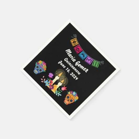 Day of The Dead Sugar Skull Skeletons Serviette (Ecke)