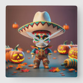 Day of the Dead wall clock Quadratische Wanduhr (Vorderseite)