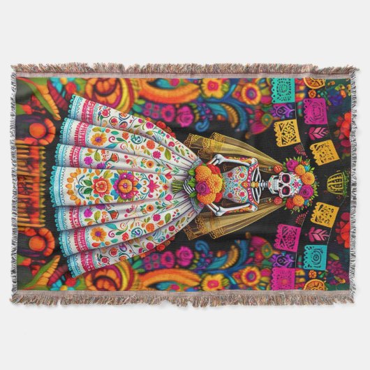 Day of the Dead Wedding Skeleton Bride Decke (Vorderseite)