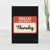 Day of the week name. Thursday. Karte (Vorderseite)